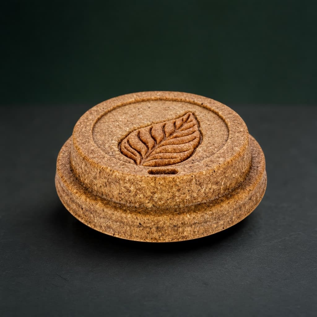Tapa comestible Ecotaza con la hoja en relieve